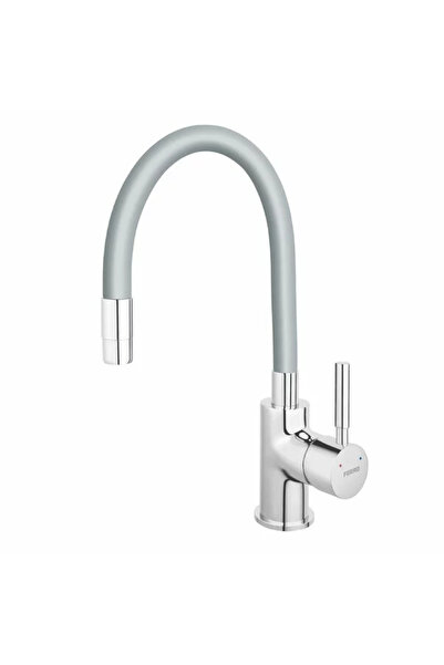 FERRO Baterie bucatarie cu pipa flexibila argintie Zumba