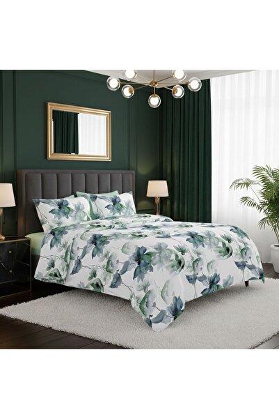 Pucioasa Lenjerie de pat dublu, Elvo, flori verzi