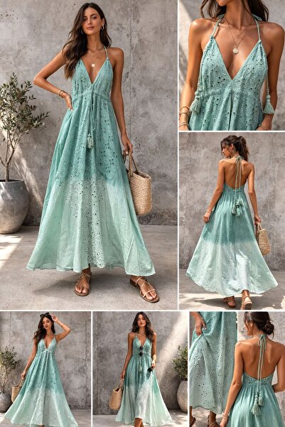 Generic Maxi Dress Without Sleeves with Cotton Edges