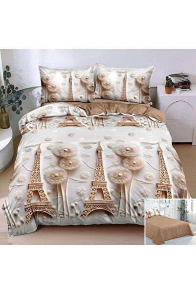 OEM Bed linen, 2 people, satin cotton, 4 pieces, with print, LSN4700