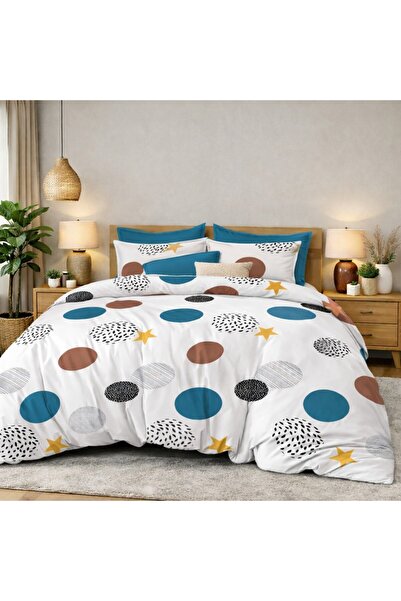 Pucioasa Lenjerie de pat cu elastic din finet, 6 piese, Buline colorate