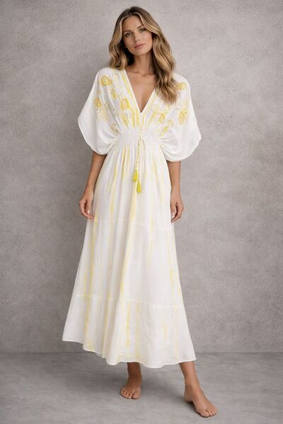 Generic Embellished Short Sleeve Maxi Dress