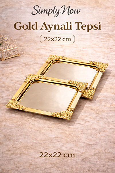 Simply Now Gold/Silver Mirrored Tray 22X22Cm Stylish Presentation & Promise E...
