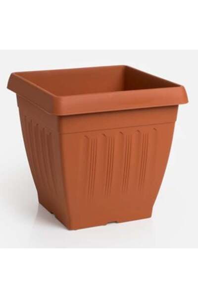 SHOPIENS Ghiveci de flori pătrat din plastic, teracotă, 21 x 21 x 20 cm - 5.2 L