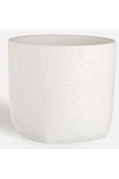 SHOPIENS Ghiveci ceramic alb Mască de flori Ø17 x 15 cm - 2.8 L