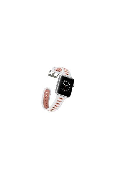 OEM Λουράκι για APPLE WATCH 38/40 MM BI - COLOR SILICONE BAND Λευκό/Ροζ