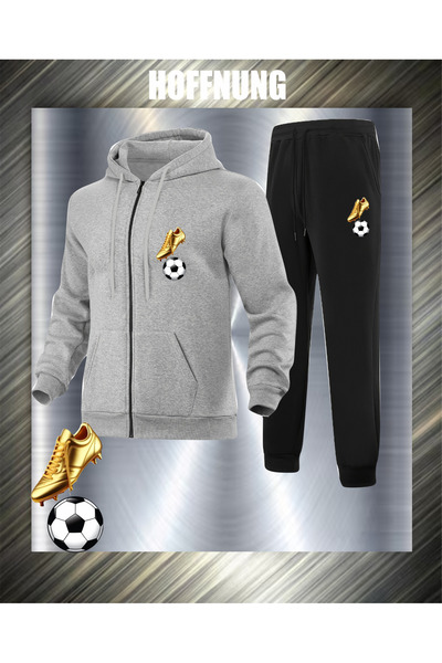 HOFFNUNG Unisex Casual Tracksuit Set Golden Shoes Outdoor Full Zip