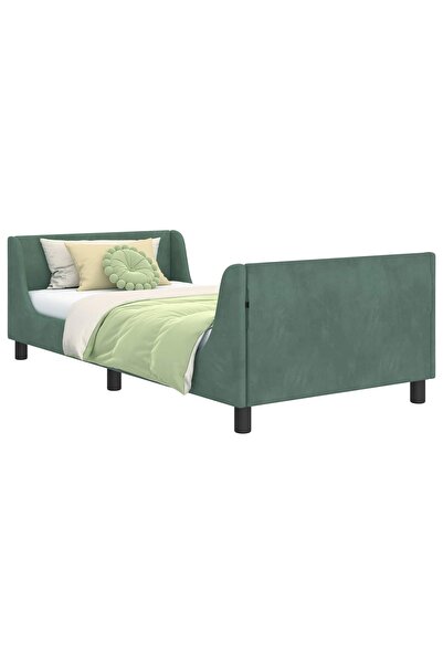 vidaxl Cadru de pat pentru copii cu spătar Verde Mării 80 x 200 cm