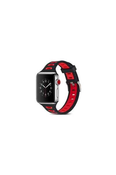 OEM Λουράκι για APPLE WATCH 38/40 MM BI - COLOR SILICONE BAND Μαύρο/Κόκκινο