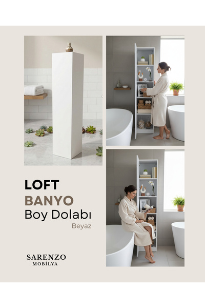 Sarenzo Loft Banyo Dolabı (Beyaz)