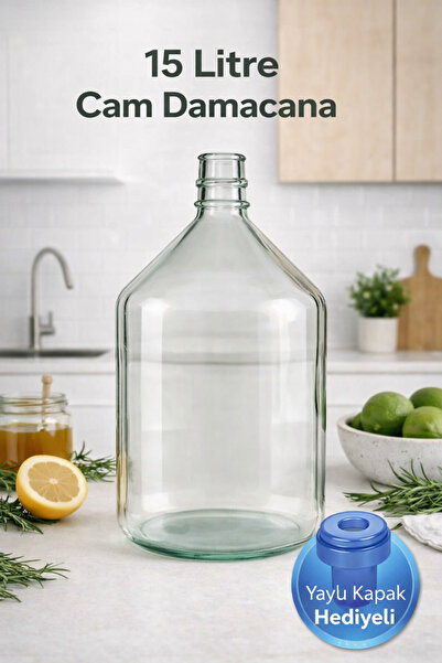 Arkhelais Cam Damacana - 15 Litre - Yaylı Kapak ve Koruma Kılıfı Hediyeli - P...