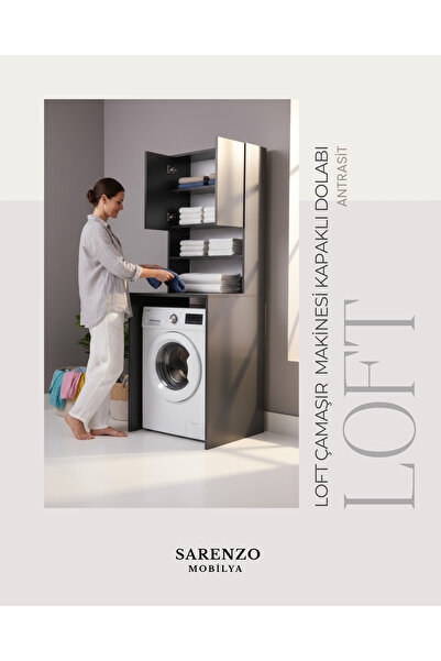 Sarenzo Loft Çamaşır Makinası Dolabı (Antrasit)