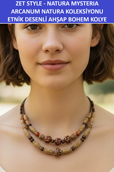 ZETCONCEPT Zet Style Natura Mysteria – Doğal Etnik Desenli Ahşap Bohem Kolye ...