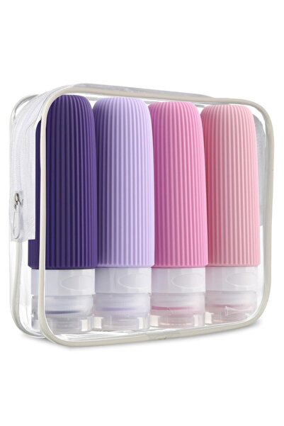 ECARLA Set de recipiente din silicon, sticle de călătorie multicolore, 4x90 ml