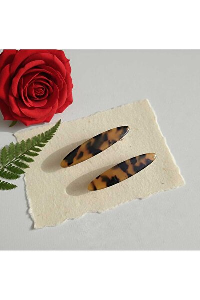 Daily Bazaar Σετ 2 οβάλ πλαϊνών αγκράφες με σχέδιο καφέ