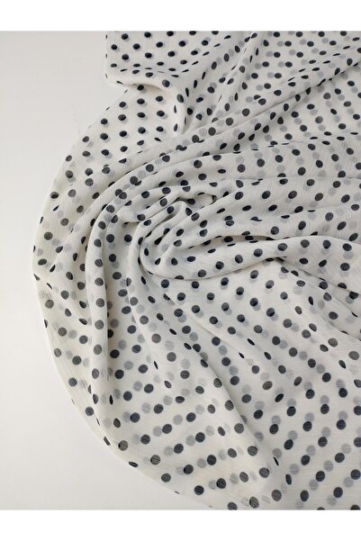Kumaş Parça Шифонова тканина кремово-білого кольору з чорним горошок, ширина:...