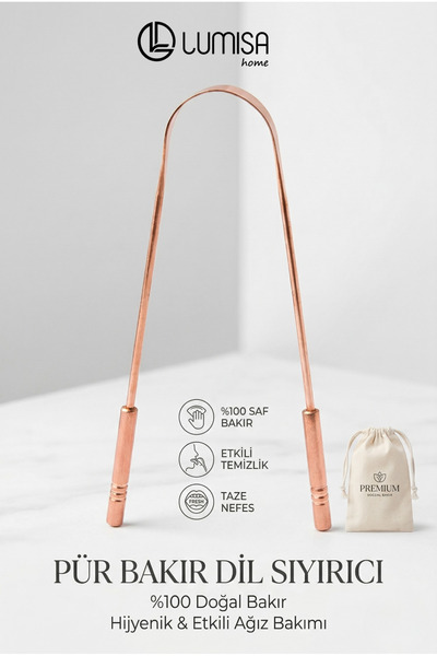Lumisa Home Dil Kazıma Çubuğu %100 Bakır Dil Temizleme Aparatı Temizleyici Ka...