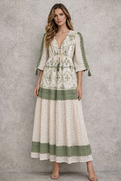 Generic Long Dress with Sleeves and Embroidery
