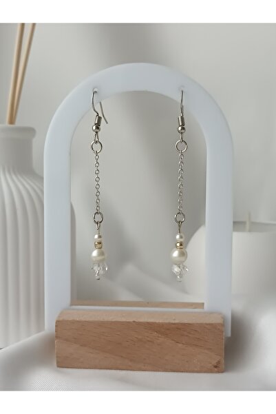 La fee aksesuar Handmade Long Beads Pearl Dangle Silver Color Lightweight Wom...