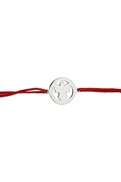OEM Bracelet, Guardian Angel Model, with Red Cord, Silver