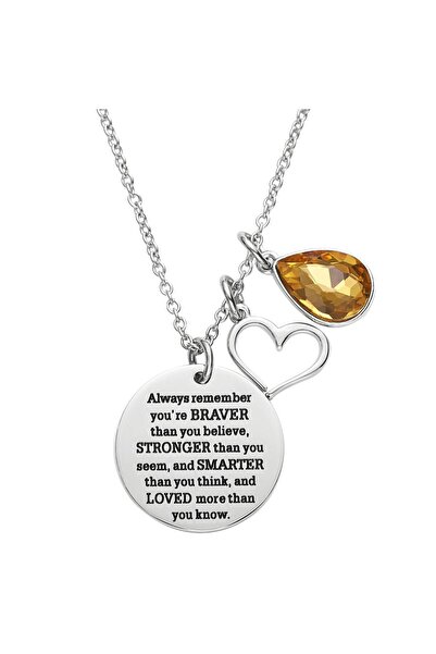 LParkin Stainless Steel Necklace with Orange Stone