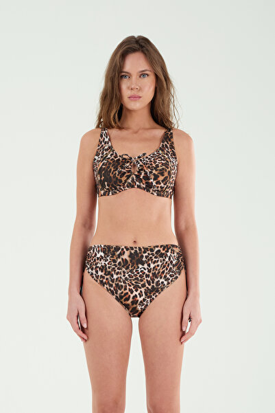 Louren Women's Leopard Patterned Thick-Brimmed Removable Covered Wire Gatheri...