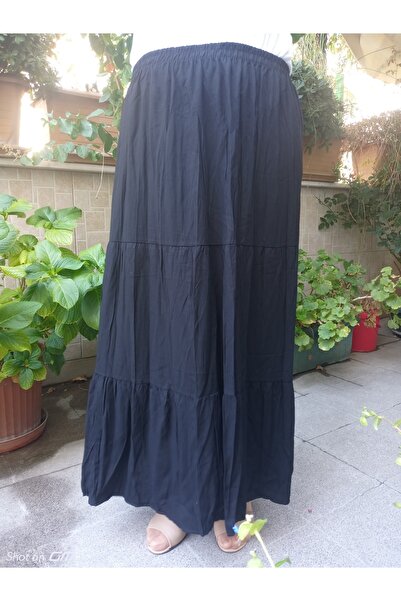 hoaryage Ελαστική μέση, υφασμάτινη φούστα βισκόζης με 3 στρώσεις βολάν, μακρι...