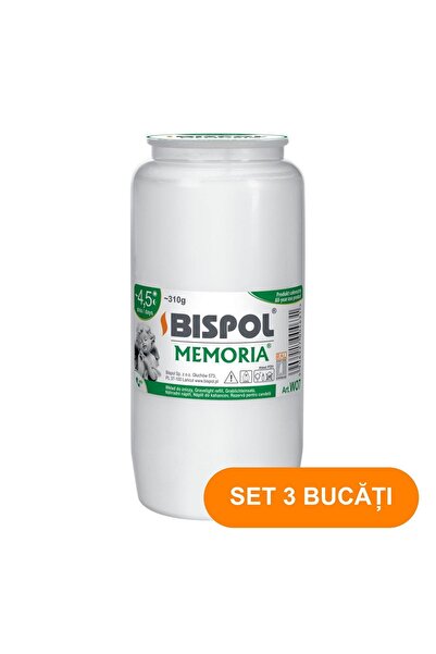 BISPOL Set de lumânări cu ulei WO7 albe (Pachet de 3) – 310 g fiecare, Durată...