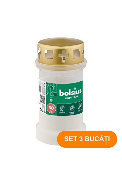 BISPOL SET 3 PIECES - Rainproof White Memorial Candle – 50-Hour Burn Time (40LF)