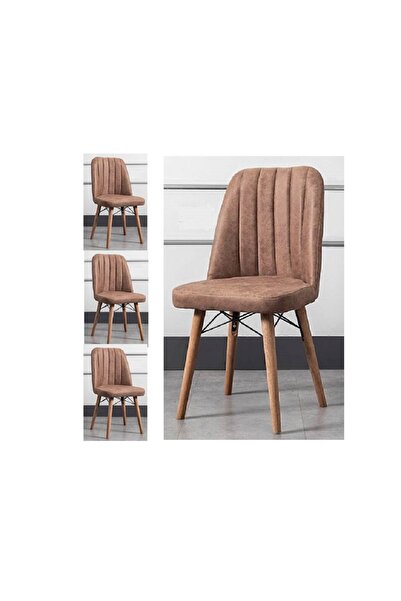 OEM Set of 4 upholstered chairs Kare Gold, metal frame, natural wood legs, te...