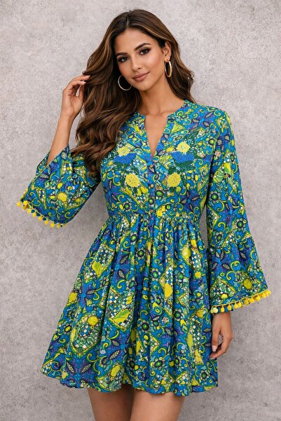 Generic Short Dress with Embellished Sleeves