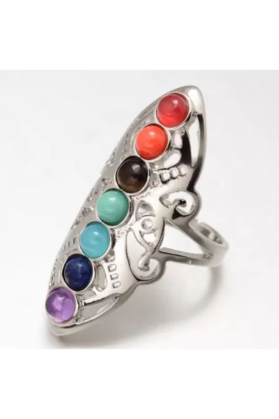 GemSale Chakra Ring with 7 Semi-Precious Stones