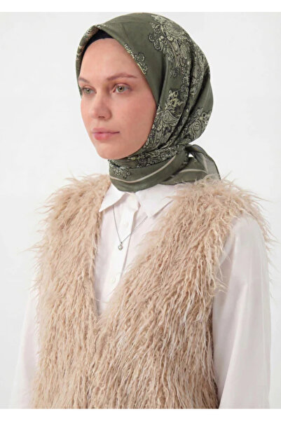 Silk Home Viscose Velora Scarf Four Seasons Baroque Floral Pattern Khaki 90X90