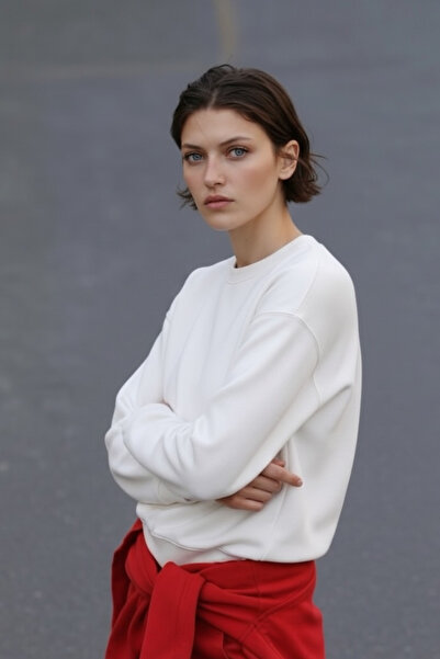 FEG STORE Women's Circular Neck Oversize Sweatshirt