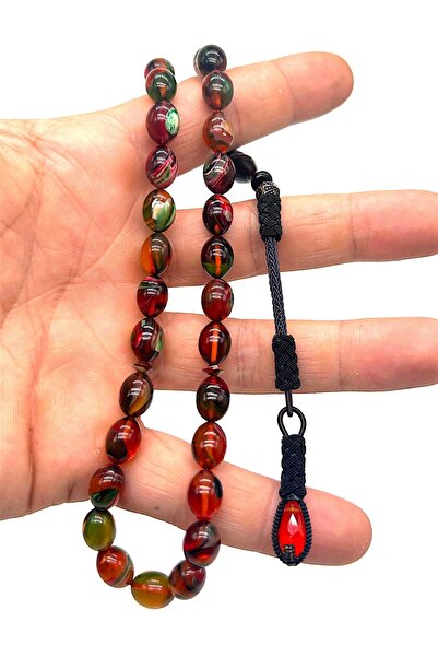 ateş kehribar %100 El İşçiliği - Hediyelik Zirkon Taşlı Kazaz Püsküllü Kehrib...