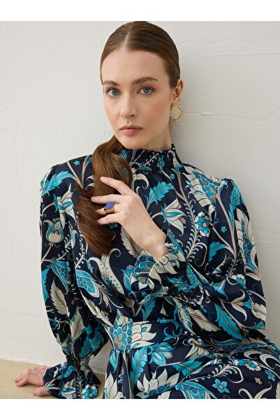 Refka Hijab Dress - Blue Sal Patterned -