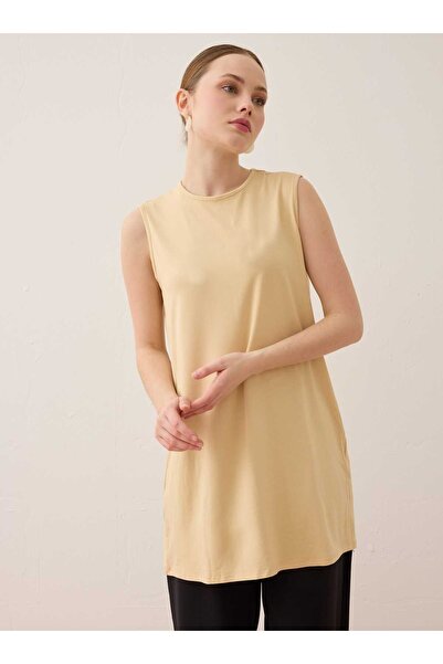 Benin Viscose Fabric Sleeveless Basic Tunic - Nude -