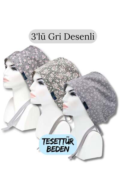 doktorbonem Хірургічна шапочка з хіджабом, розмір 3, сірий візерунчастий, сір...