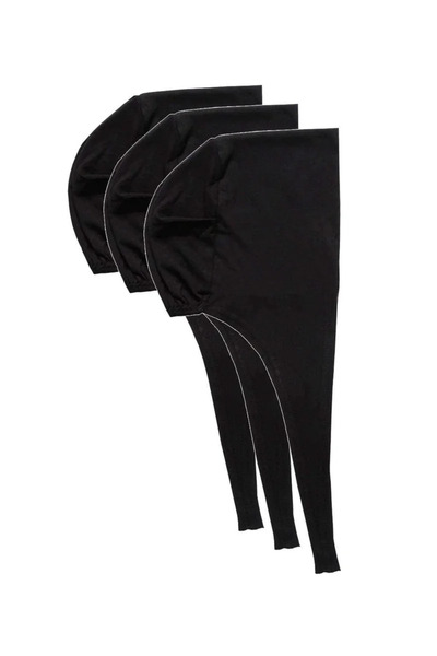 atastore2017 3 Pieces Hijab Bonnet Laced Lycra Black