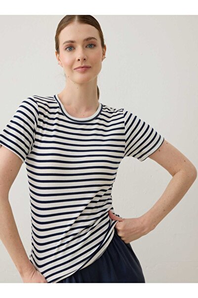 Refka Бавовняна футболка з коротким рукавом - Темно-синя смужка -