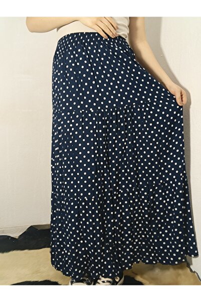 hoaryage Elastic Waist 3-Layer Ruffled Viscose Fabric Skirt, Mevlana Long Cot...