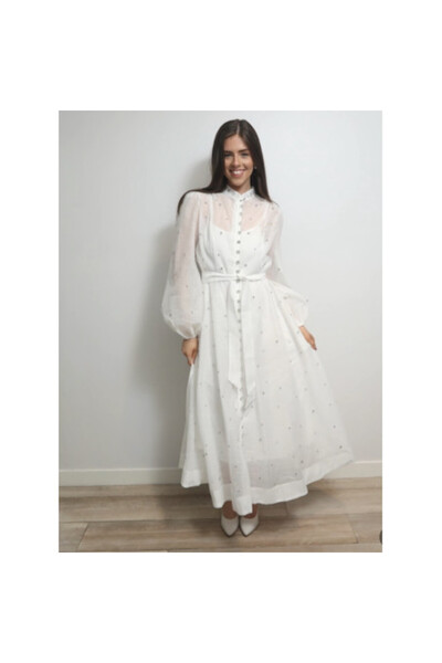 FeteRL Premium White Dress with Rhinestones