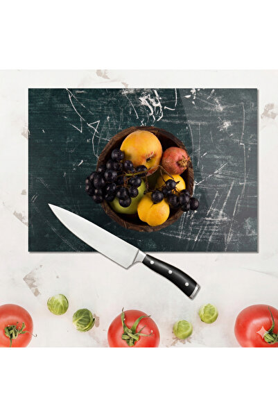 homedekorrs لوح تقطيع زجاجي، طبق تقديم، صينية تقديم، طبق تقديم بنمط رخامي، هد...