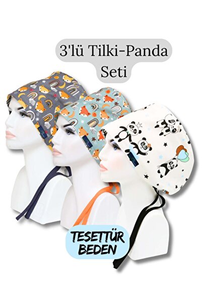 doktorbonem Set Hijab 3 piese Tilki Panda, Antracit, Turcoaz, Bone chirurgica...