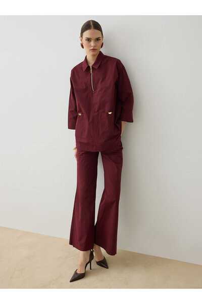 Refka Σετ με φερμουάρ από ύφασμα Gabardin με λεπτομέρεια τσέπης - Βουργουνδία...