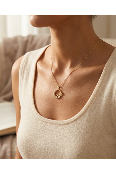 Dorvina Women's Necklace 316L Steel Gold Color Chain Zircon Stone Moon Star M...