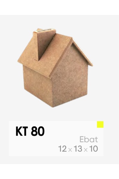 Eymen Hobi Ev Şeklinde Ahşap Kumbara Boyanabilir MDF Tekrar Kullanılabilir