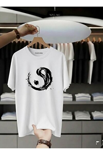 İnazuma Outdoors Unisex Oversize Printed Cotton Crew Neck Short Sleeve White ...