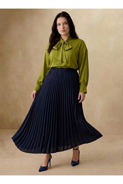ALİA Plus Size Skirt - Navy Blue - F1-Rs - Exclusive
