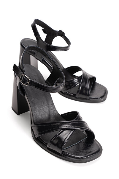 PASSAGE SHOES Γυναικεία Ψηλοτάκουνα Σανδάλια από Γνήσιο Δέρμα 6353 ΜΑΥΡΟ